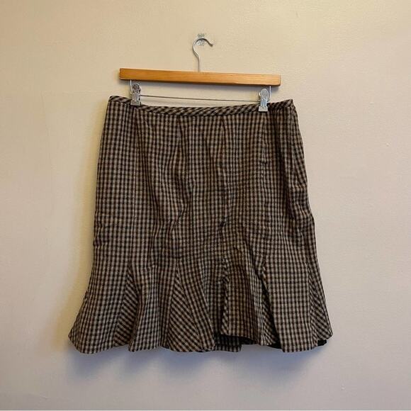 Talbots 20w plaid business casual skirt wool khaki brown - Picture 1 of 7